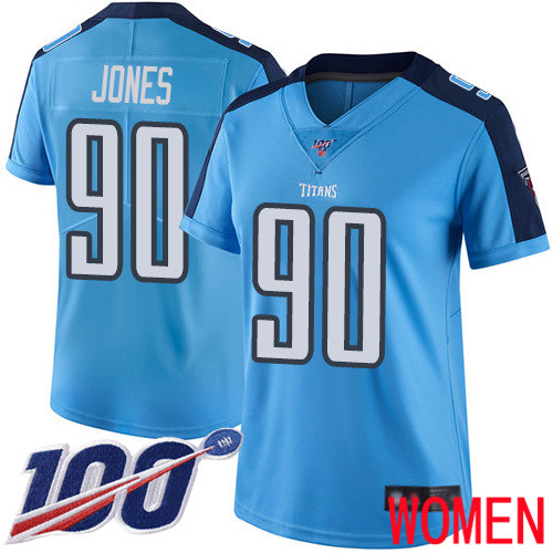 Tennessee Titans Limited Light Blue Women DaQuan Jones Jersey NFL Football 90 100th Season Rush Vapor Untouchable